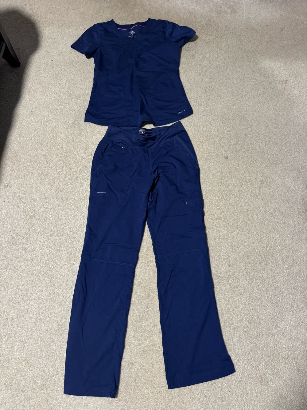 Navy Blue Healing Hands scrub set. XS/S